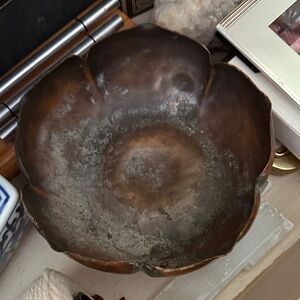 Vintage Copper Flower Bowl